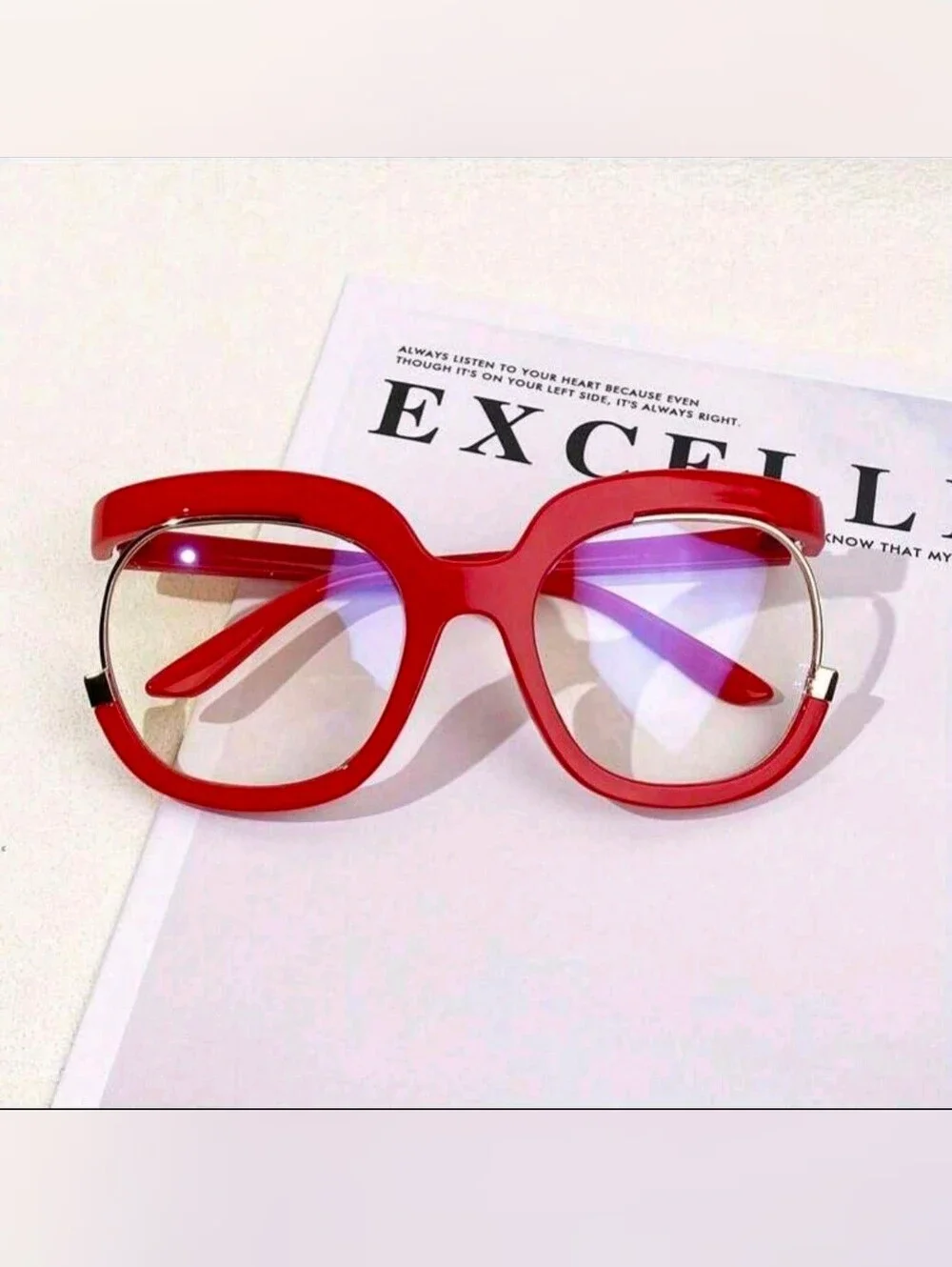 NEW Red Oversize Round Fashion Glasses